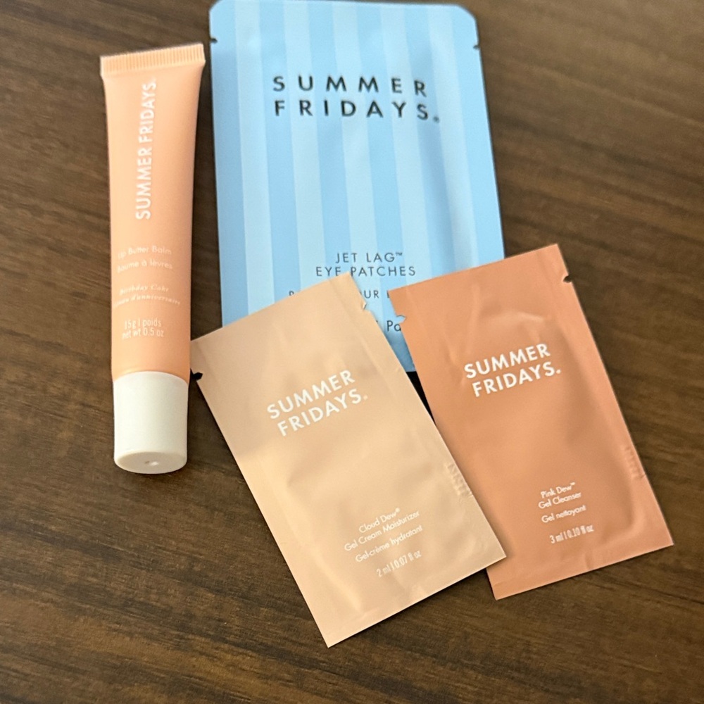 Summer Fridays Birthday Cake and Samples